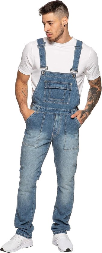 Jeans voor heren, tuinbroek van denim, stonewash, overall, taille 76-127 cm, blauw