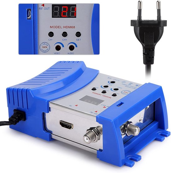 Jectse HD Modulator, Digital HDMI Modulator HDM68, Accessories for Computer with VHF/UHF Frequency, with Adjustable Output Level, Adjustable Audio Output Level, Digital Display with Channel van Merkloos	
