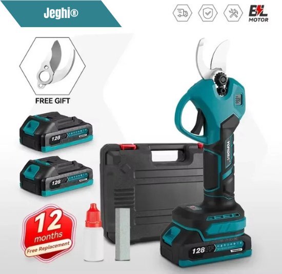 Jeghi® Elektrische Snoeischaar - Snoeien - Takkenschaar - incl. 2x Accu - Max. 30mm - 2 standen - 18V - Groen van Jeghi®