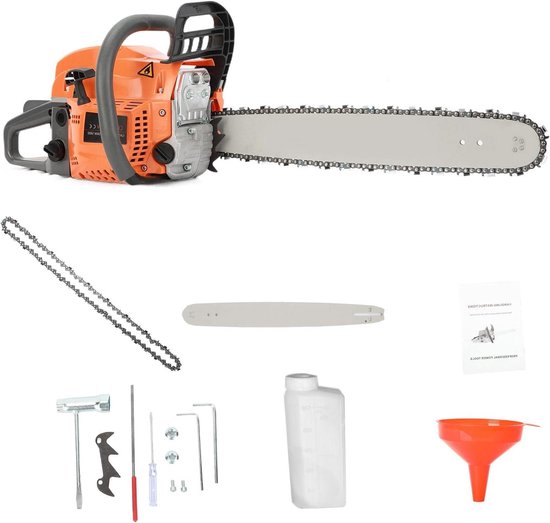 JENPECH Gas Chainsaw 58 cm, 58 cc Cordless Chainsaw, Gas Power for Cutting Wood and Tree Trimming (Orange)
