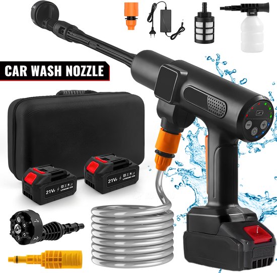 Jently hogedrukreiniger - hogedrukspuit - draadloos - auto/tuin/huisreiniging - 5 m slang van Merkloos	