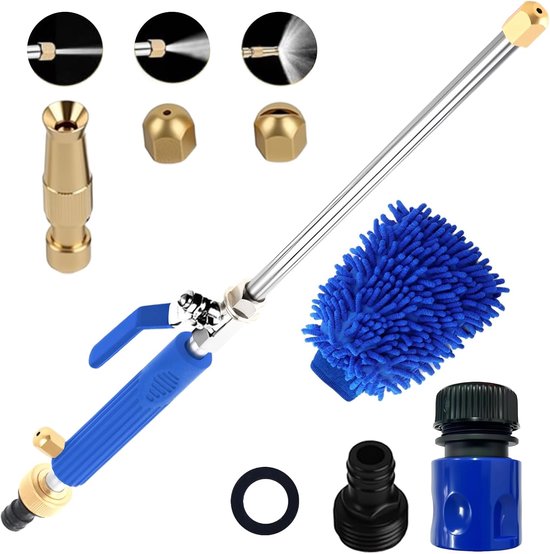 Jet, waterpistool, hogedrukwaterpistool, sproeilans voor tuinslang, hogedruk-power-wasser, autohogedruk-waterpistool, tuinwaterpistool, blauw 3