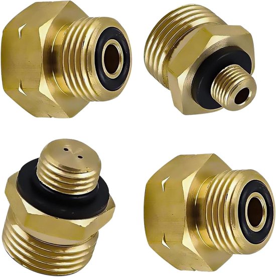 JGS Premium - Europa vulset 4 stuks voor gasflessen met adapterset - Ideaal voor Duitse gasflessen in het buitenland van JGS