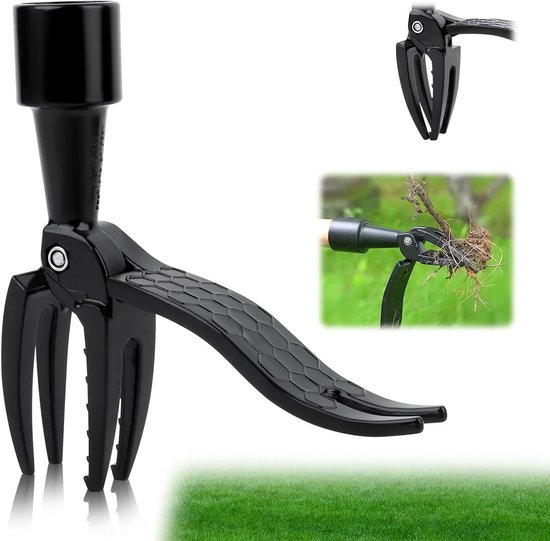 JGS Premium - Handmatige Onkruidsteker met 4 Klauwen voor Tuin en Terras - Efficiënte Onkruidtrekker voor Staand Gebruik met Afneembare Steel van Merkloos	