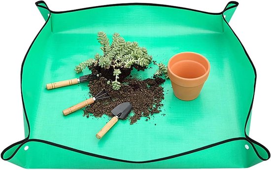 JGS Premium - Waterdichte plantenmat voor tuin - Extra grote groene mat - 75 x 100 cm - Opvouwbare onderlegger voor planten - Bodemverwisselingshulp - Snoeigereedschap van JGS