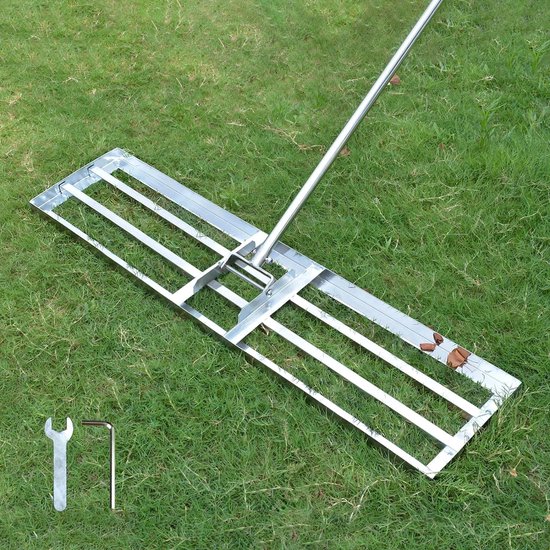 JGS® - Professionele Gazon Egalisatie Hark, Roestvrij Staal Tuin Gereedschap voor Golf en Achtertuin (2,15 m, 25x100cm)- van Merkloos	
