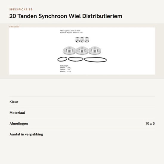 Jhubers - 20 Tanden Synchroon Wiel - Distributieriem Katrollen