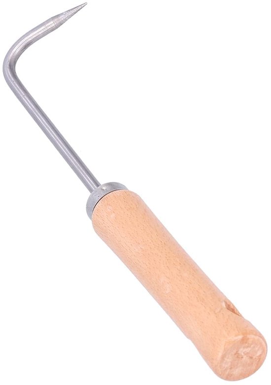 JHUBERS- Wortelplukhark - Ergonomisch houten handvat - Mangaanstalen tuingereedschap - Tuingereedschapset - Tuingereedschap opbergen - Ideaal voor landschapsarchitectuur