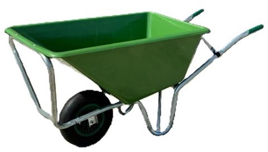 JMC – Kruiwagen 160L Kunststof – 1 Wiel – Verzinkt Frame – Luchtband van Merkloos	