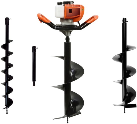 John Gardener Aardboor set - Benzine aangedreven - 10/20/30 cm boren - 50 cm verlengstuk van Merkloos	