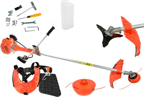 John Gardener Benzine Grastrimmer - Bosmaaier - Met verschillende opzetstukken en draagharnas van Parker