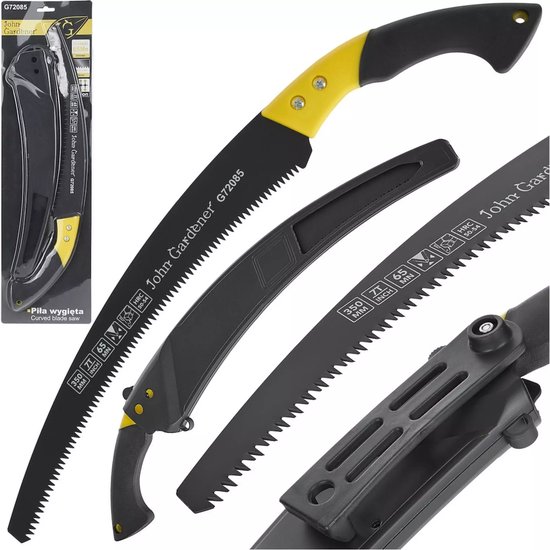 John Gardener Curved handzaag - 35 cm - PTFE coating - Ergonomische grip - Inclusief holster
