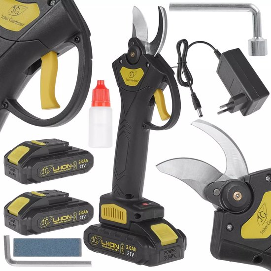 John Gardener Draadloze snoeischaar - 21V - 30 mm snijdiameter - 2x 2.0Ah - Ergonomisch ontwerp van Merkloos	