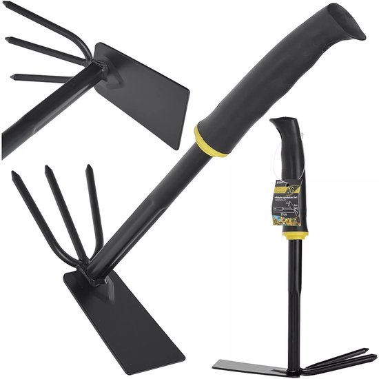 John Gardener Dubbelzijdige tuinhak - 5-tands - Ergonomisch - Poedergecoat staal - 27 cm van Merkloos	