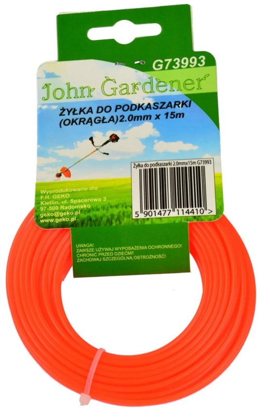 John Gardener Nylon draad 2.0mm - Rond - Rood - 15m - Hittebestendig