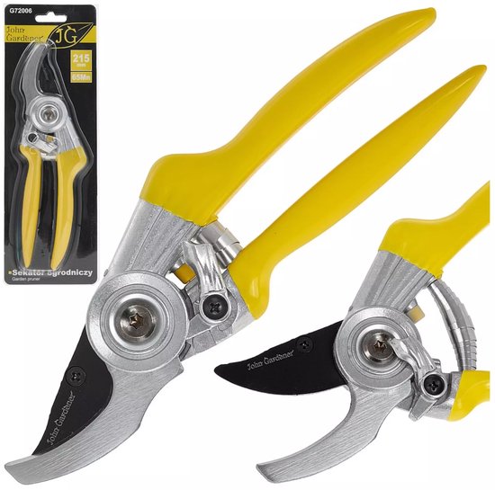 John Gardener snoeischaar - mangaanstaal 65Mn - langs elkaar snijdende messen - 21,5 cm - antislip handgreep, veiligheidspal - voor vers hout van Merkloos	