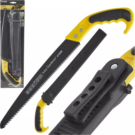 John Gardener Tuinzaag - 30 cm rechte zaag - PTFE coating - Ergonomische handgreep - Inclusief holster van Merkloos	