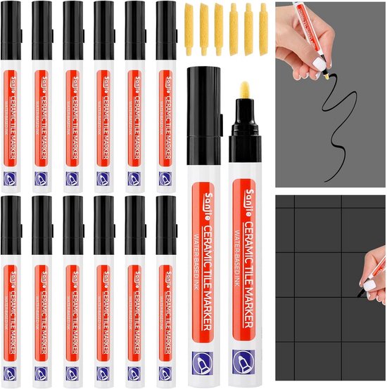 Jointreparatiepen zwart - waterdichte tegelvoegen met vervangbare tip van Merkloos	