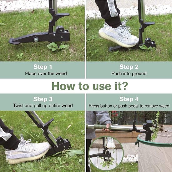 JonesHouseDeco D-Handle Telescopic Weeder Puller - 99-119 cm RVS Weeder Tool met lange handgreep en 4 klauwen - groen van JonesHouseDeco