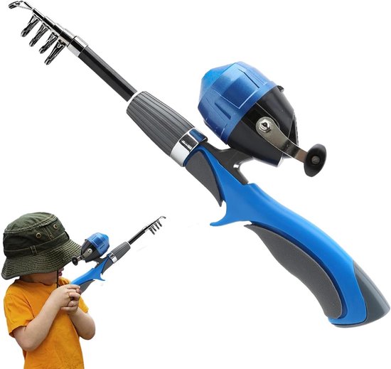 Junior Hengel - Telescopische Visuitrusting - Beginners Vissen - Compact Opvouwbaar - 160 cm - Blauw