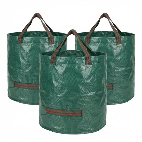 JustValue - Tuinafvalzakken 60L - Herbruikbaar - Set van 3 groen