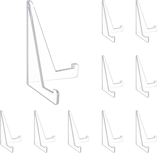 Kaartenstandaard acryl, 10 stuks, plastic ezel, transparante kaartenstandaard, acrylezelstandaard, standaard, kaartenstandaard, fotostandaard voor presentatie, kaarten, medailles, munten van Merkloos	