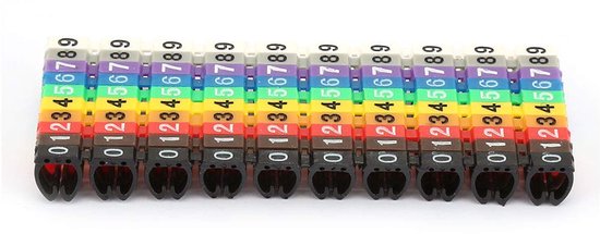 Kabel Identificatie Tags - Plastic Digitale Number Buis - Draad Nummer Label - Kabel Marker Kleurrijk - 100 Stuks 6Mm ² - 100 Stuks KCM-6MM 6 vierkant van Merkloos	