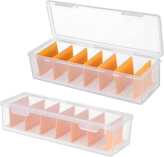 Kabelbeheerdoos met deksel - 2 stuks datakabel - opgeruimde doos met 7 verstelbare vakken - opbergorganizer - klein - plastic opslag voor opladerorganizer voor bureaudraad - opgeruimd thuis - kabelmanagement systeem van Orthex