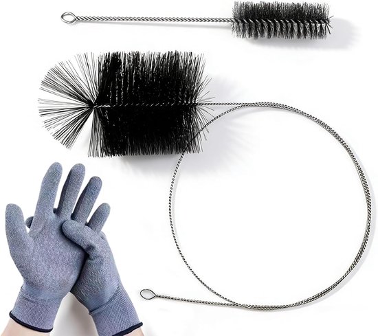 Kachelpijpborstelset met flexibele duwstang en staaldraadborstels, schoorsteenbezem, haardborstel voor schoorsteen, open haard, kachelpijp, rookpijpreiniging (lengte 2 m)