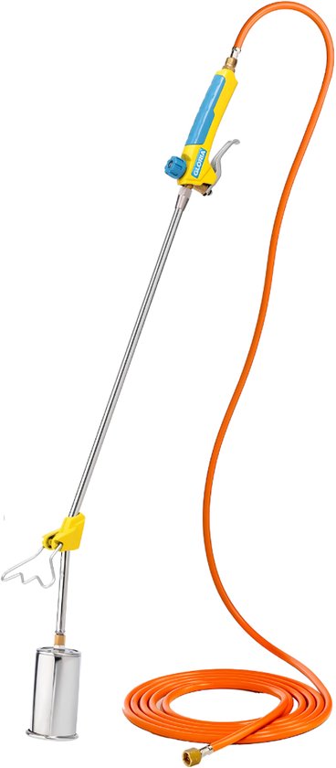 KAD® Onkruidbrander - Voor Tuin en Oprit - Onkruidbrander Gas - Geel en Blauw - 94cm x 23cm x 37cm