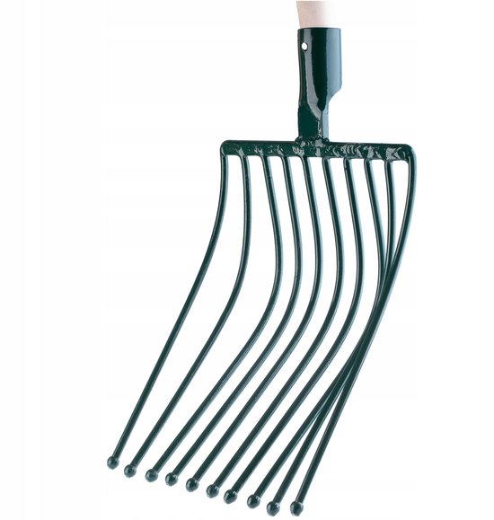 KADAX Aardappelvork, vork, hooivork, spatvork, grafvork, mestvork van staal, vork voor aardappelen, tuin, draadvork met 10 tanden, houten steel, tuinvork (T-greep) van Merkloos	