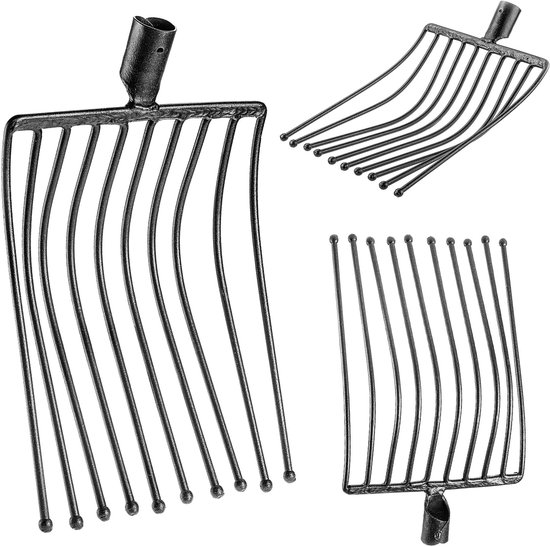 KADAX Aardappelvork zonder steel, raapvork van robuust staal, steenvork, aardappelvork, steenvork, draadvork, spatvork, hooivork, grafvork (zwart 10 tanden)