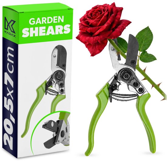 KADAX Amboss-tuinschaar, rozenschaar van koolstofstaal, bloemenschaar voor het nauwkeurig knippen van rozen, bloemen, planten en dunne takken, plantenschaar