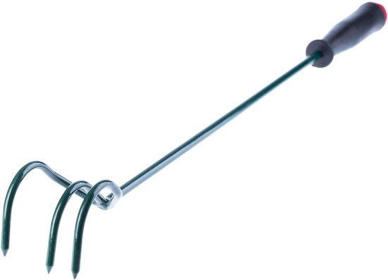 KADAX bebouwer met 3 tanden, kleine bloemklauw met steel, tuinaccessoire van metaal, tuinhak voor het losmaken van de grond, cultivator voor tuin, bloemenhark (60 cm) van Merkloos	