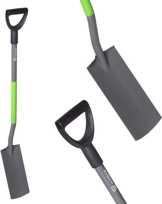 KADAX Drainagespade, draineerspade, tuinspade met D-handgreep, robuuste schop voor tuin, plantenschep, tuinschep met steel, spatschep van staal (rechthoekig, 126 x 15 cm) van KADAX