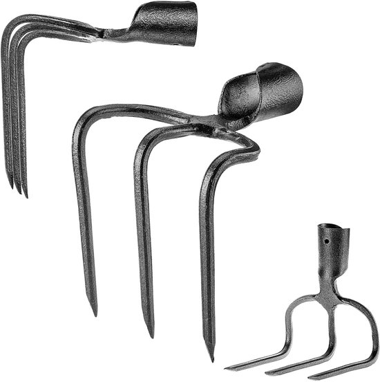 KADAX Dunghak met 3 tanden, 13 x 17 cm, tuinhak van hoogwaardig staal, aardappelhak voor grondbewerking, tuingereedschap zonder steel van KADAX