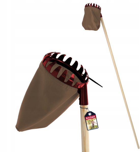 KADAX Fruitplukkers voor het oogsten van appels, kersen, pruimen, fruitsterren, metaal, met stoffen zak, appelplukker, perenplukker, pruimenplukker, kersenplukker, oogsthulp (met houten steel). van KADAX