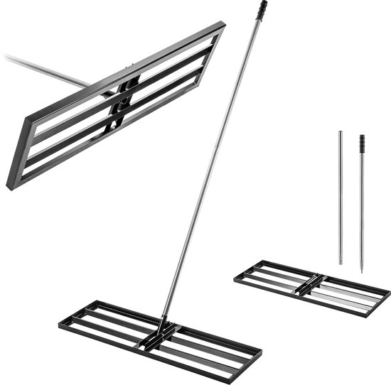 KADAX Gazonrakel 89 x 29 cm met steel, professionele nivelleringshark voor gazononderhoud, gazonnivelleringshark voor het nivelleren van bodem, gazonplanner, metaal van Merkloos	