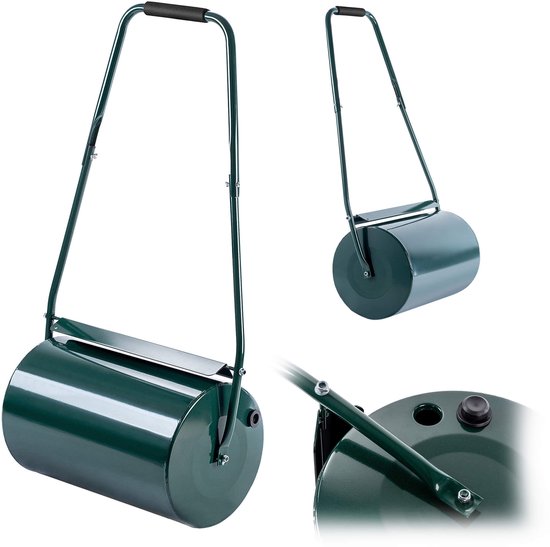 KADAX Gazonroller, breedte 50 cm, diameter 32 cm, vulbaar met water of zand, metalen tuinroller, tuinwals voor gazononderhoud en bodemverdichting van Merkloos	