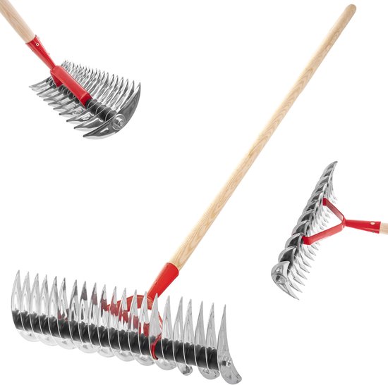 KADAX Gazonventilator, handmatige verticuteermachine voor tuin, gazon, mos, tuingereedschap van metaal, snijdrek, cultivator, gazonbeluchter, handverticuteermachine (tweezijdig, met steel) van Merkloos	