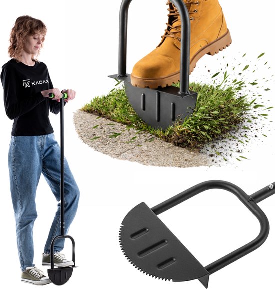 KADAX graskantensnijder 23 x 118 cm met getand mes, handmatige graskantensnijder van staal voor nauwkeurige graskanten, tuinkantensnijder met T-handgreep van Merkloos	