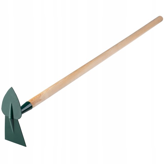 KADAX hak, tuinhak, dubbele hak voor tuin, losmaken en wieden van de grond, tuingereedschap van metaal, onkruidhak voor het verwijderen van onkruid (groot, hart - rechthoek, met houten steel) van KADAX