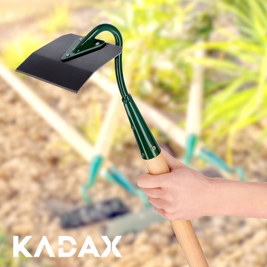 KADAX Hak, tuinschoffel van metaal, onkruidzak met lange steel van hout, tuingereedschap voor het verwijderen van onkruid, schoffel voor het losmaken, luchten en wieden van de grond (16 cm)