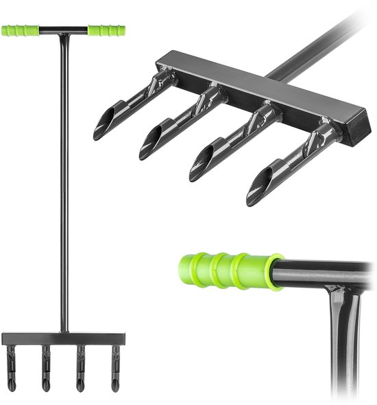 KADAX Hand Aerificeerder voor gazons, gazonventilator voor het ventileren van gazons en vloeren, tuingereedschap, gazonbeluchter met 4 tanden en T-greep, tuingereedschap van Merkloos	