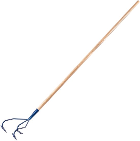 KADAX Handcultivator van metaal, cultivator met lange steel van hout, robuuste cultivator, tuinklauw, tuinhak voor het losmaken van de grond (met 3 scherpe punten) van Merkloos	