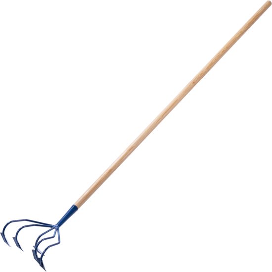 KADAX Handcultivator van metaal, cultivator met lange steel van hout, robuuste cultivator, tuinklauw, tuinhak voor het losmaken van de grond (met 5 scherpe punten) van Merkloos	