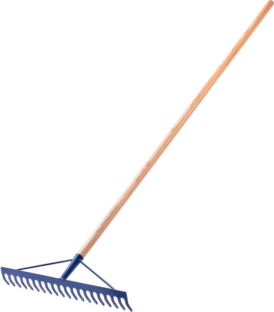 KADAX hark, steenhark, tuinhark van staal, platte hark met versterkte kop, tuingereedschap voor het verzamelen van stenen (met houten steel) van KADAX