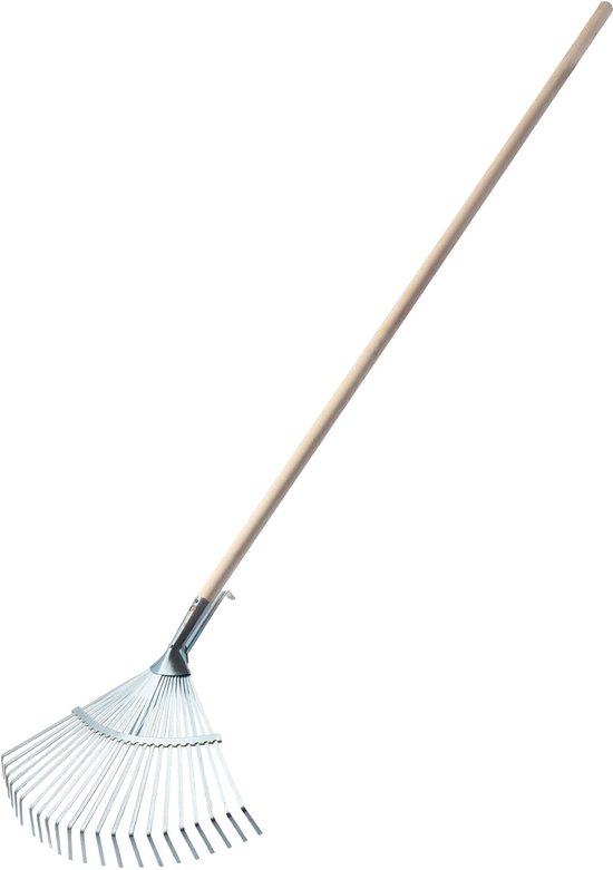 KADAX hark, verstelbare bladhark, hark met lange steel van hout, brede hark voor tuin, bladwaaiers, tuinhark, tuingereedschap, grastrik, waaierbezem (band) van KADAX