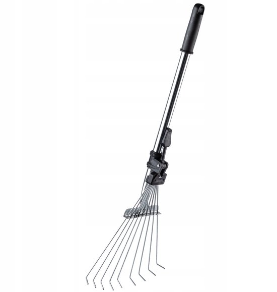 KADAX Hark voor bladeren en gras, instelbare draadhark, hark met brede kop, grashark van metaal, bladbezem met lange steel, tuinhark, bladhark, rekenborstel (9 tanden) van Merkloos	