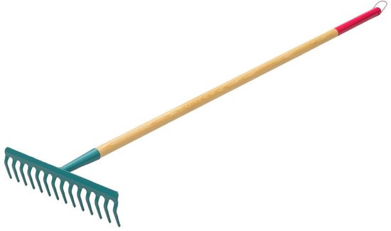 KADAX Hark voor dames, platte hark met lange steel, gazonhark voor tuin, stenen, takken, tuingereedschap, tuingereedschap, hooikoork, met harde kop (12 tanden) van Merkloos	